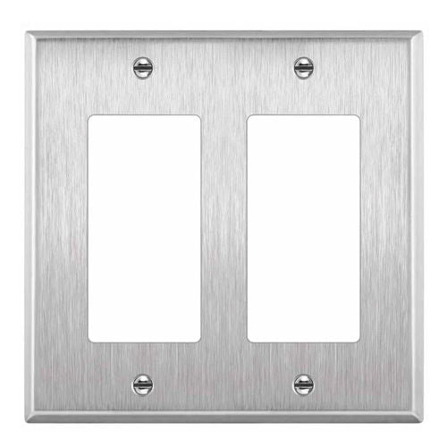 Two Gang Stainless Steel Decora Wall plate (7732) (50398)