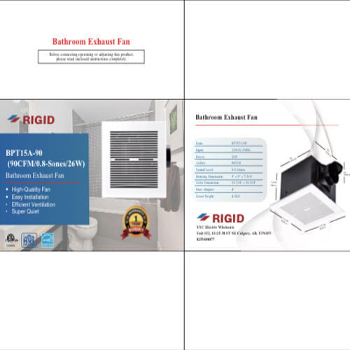 RIGID Bath Fan 90CFM (10090) (50060)