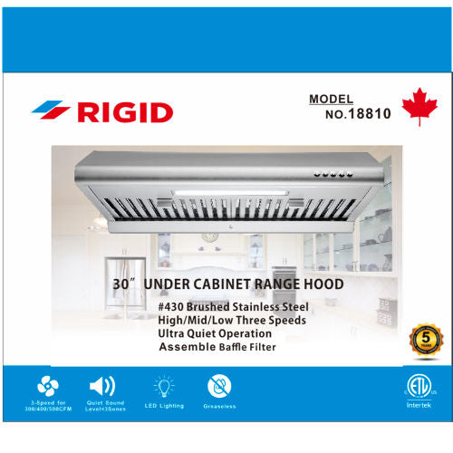 Range Hood, 3-Speed w/ buttons, 300/400/500 CFM Round Vent (LYD-18810) (50063)