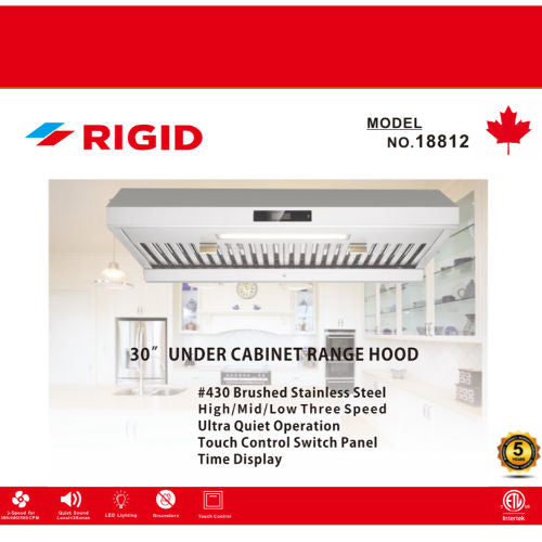 Range Hood, Digital 4-Speed, 300/400/500/700 CFM Round Vent (LYD-18812) (50064)