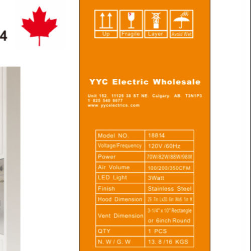 RIGID Range Hood, Digital 3-Speed, 100/200/350 CFM, Rectangle or 6" Round Vent (LYD-18814) (5078)