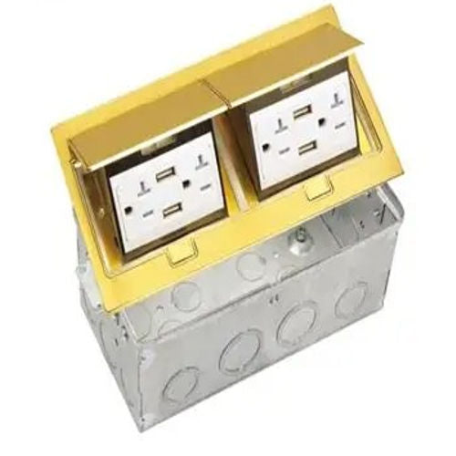 Brass kitchen two door dual pop up socket (661249-C-2U20) (50211)
